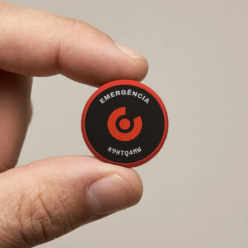 Etiqueta NFC MoveID de 2 cm, modelo sem ondas, na mão